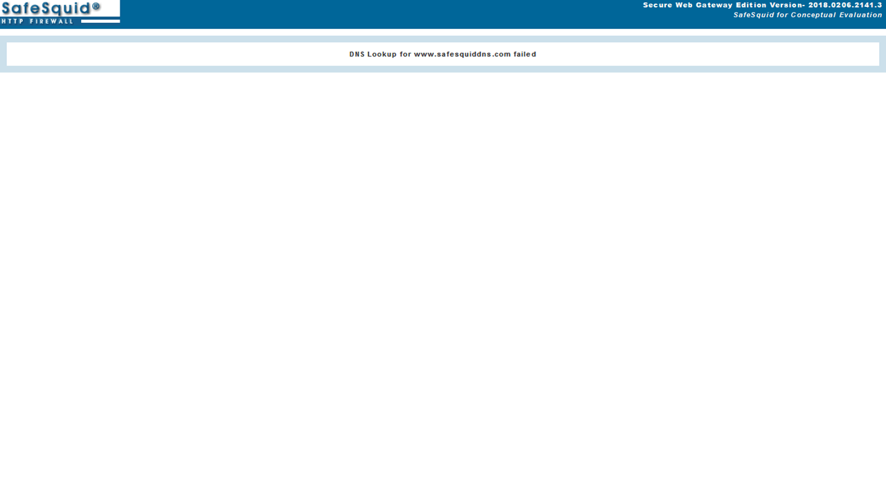 Proxy error showing &quot;DNS Lookup for safesqddns.com failed&quot;