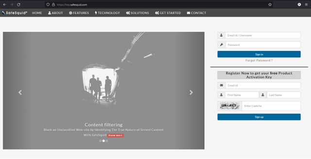 showing dashboard of key.safesquid.com, Picture