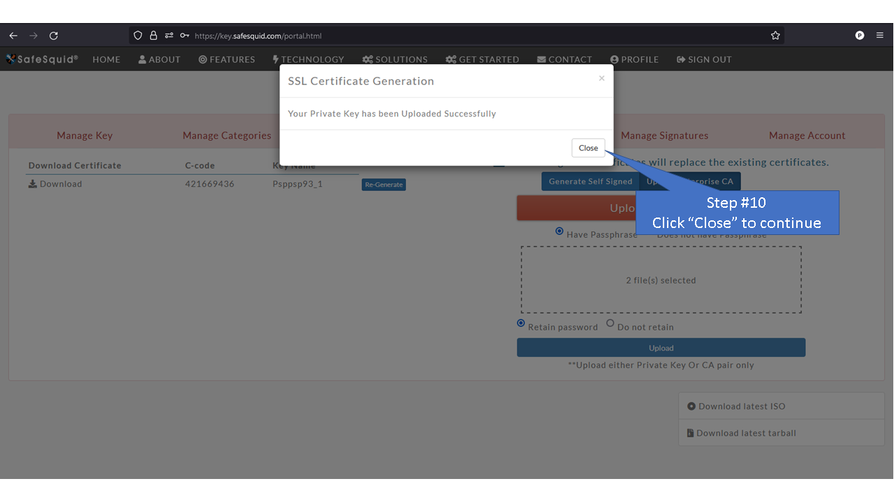 clicking on close to continue, Picture