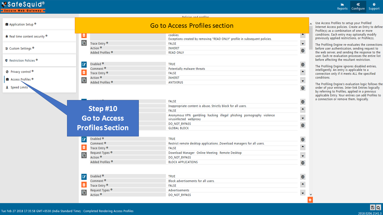 Create policy in access profile section to block specific YouTube channel