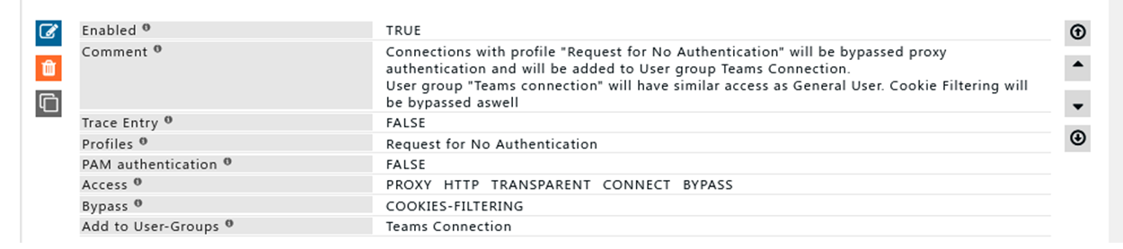 showing rule which will bypass authentication and will add the users to user group &quot;teams connection&quot;