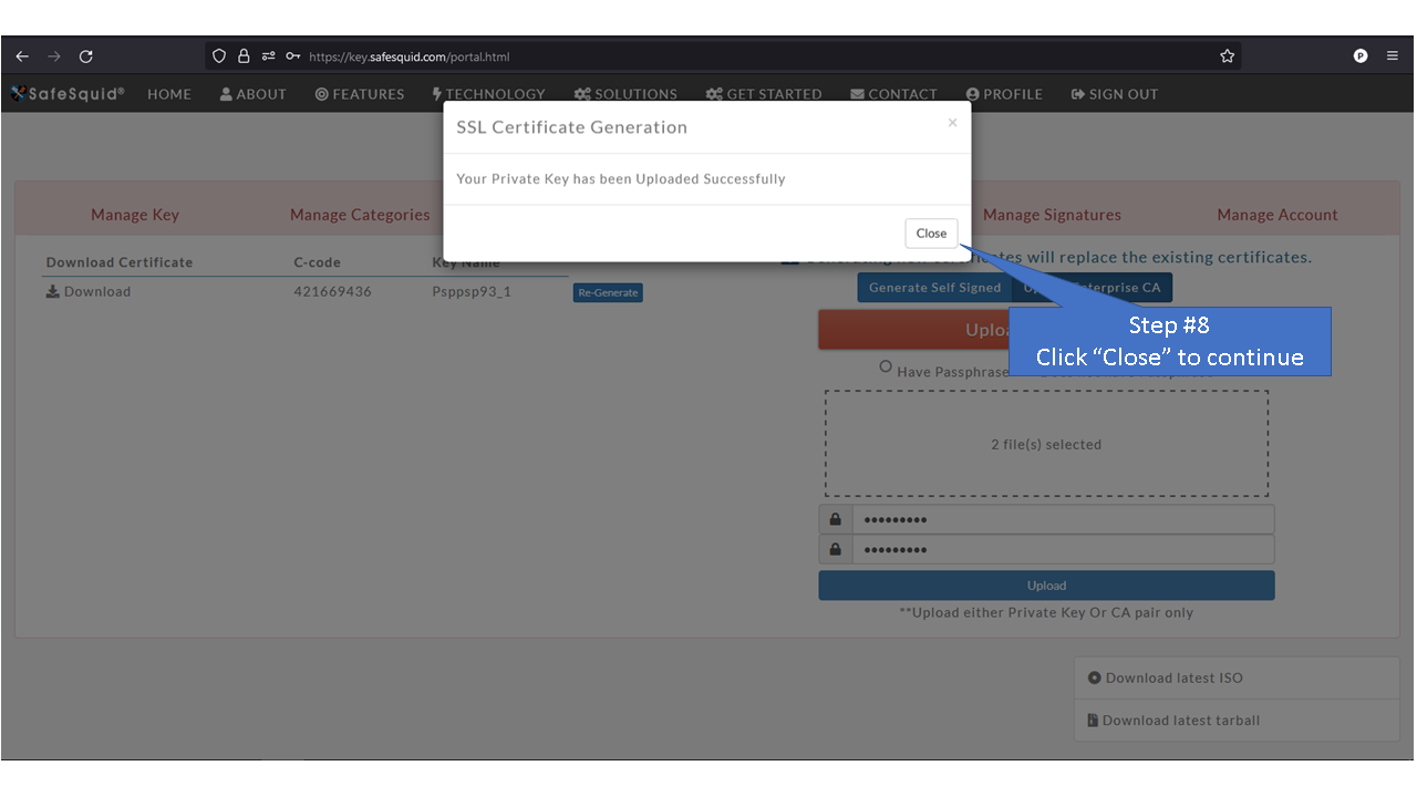 clicking on close to continue, Picture