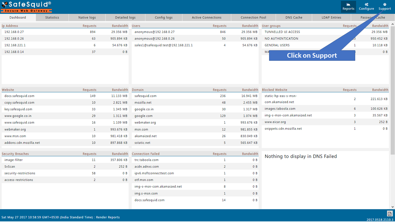 clicking on support to validate product activation, Picture