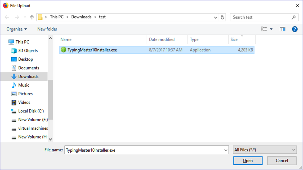 Select the file to Upload to check Maximum limit on the Upload size