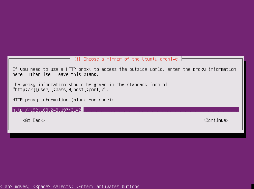 showing http proxy information to enter