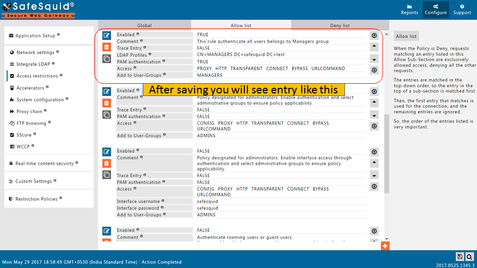 after saving the entry will look something like this