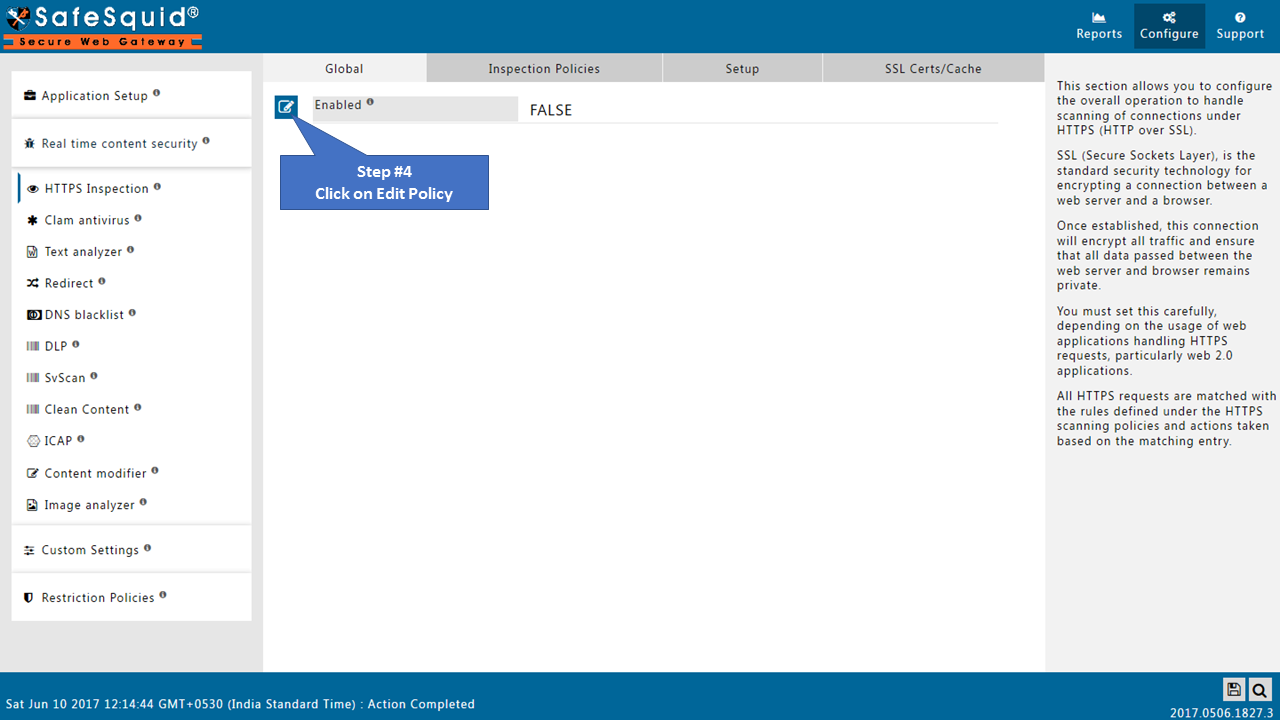 clicking on edit policy in global tab , Picture