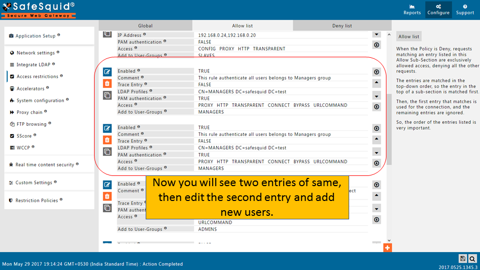 adding the new users to the clone entry created