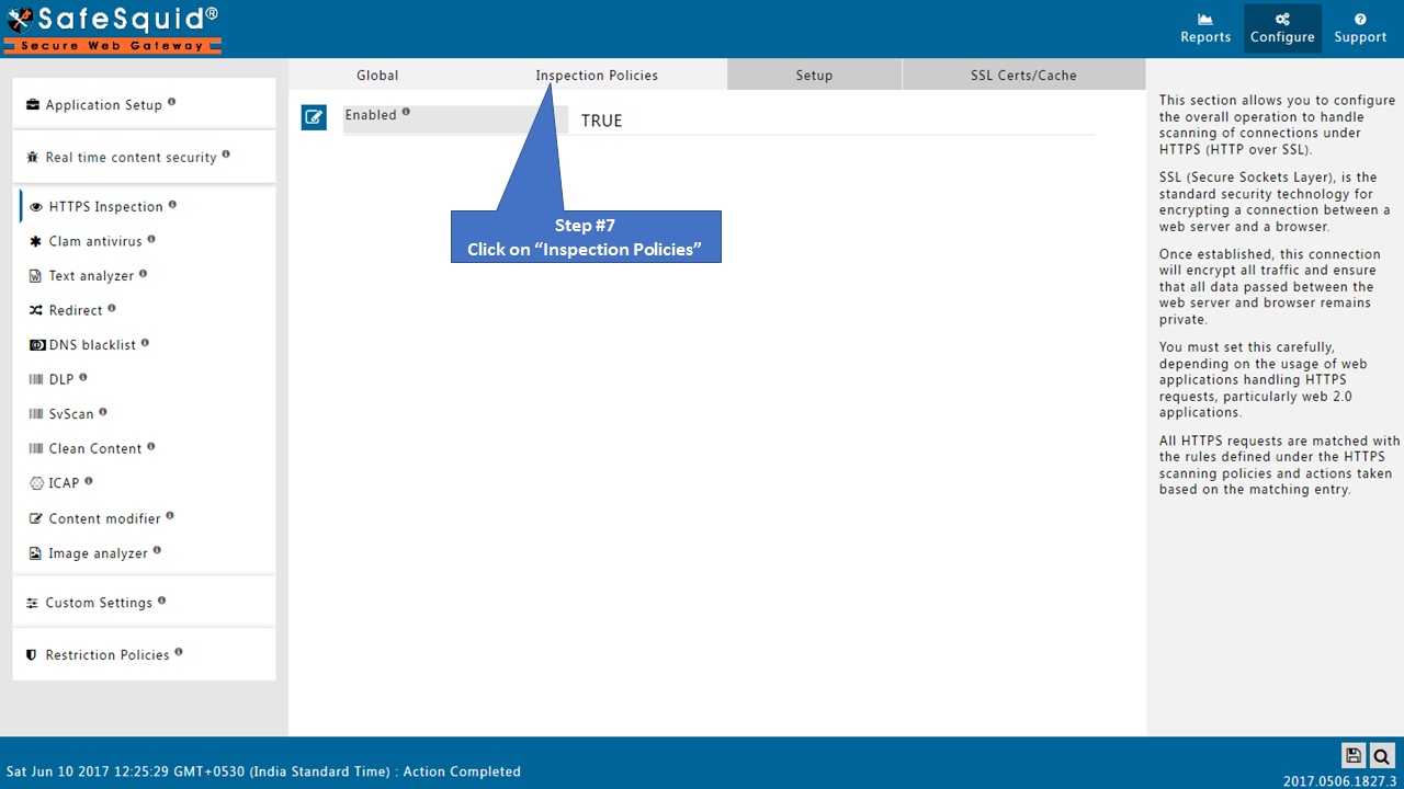 clicking on inspection policy tab, Picture