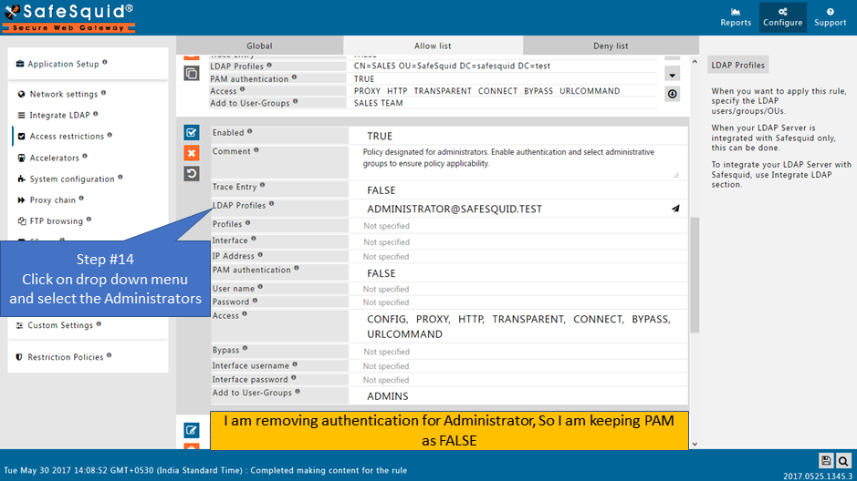 clicking on drop down menu to select the administrators