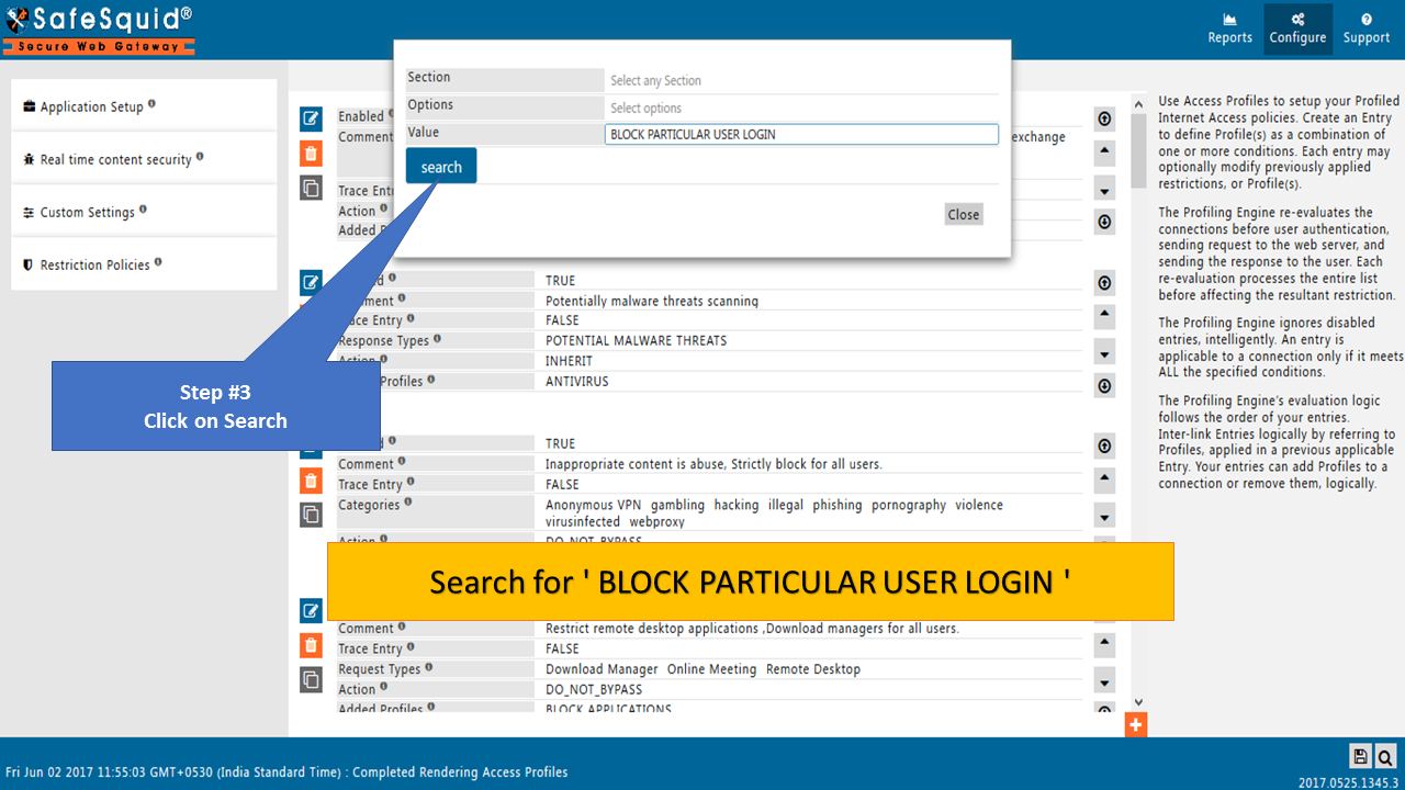 search for &quot; BLOCK PARTICULAR USER LOGIN &quot; default policy