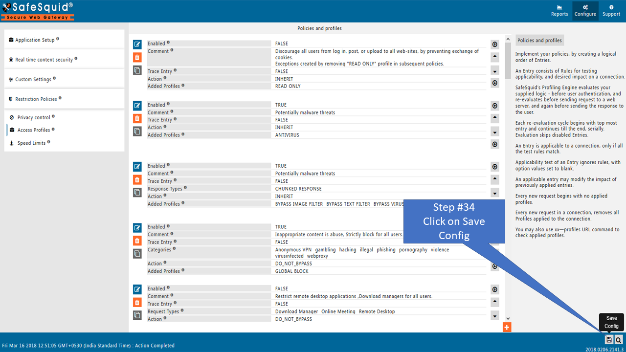 Save configuration that allow only that allow only specific page of Facebook 