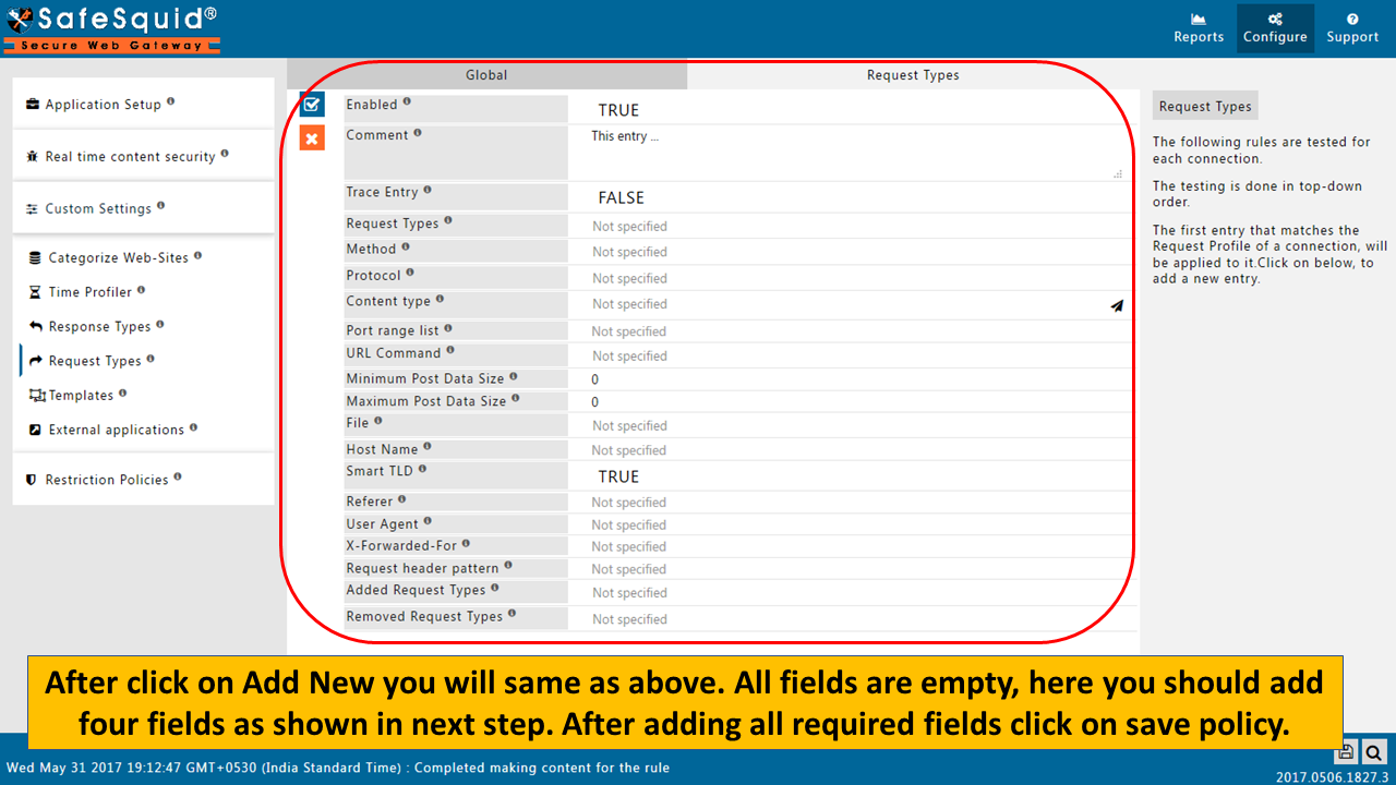 clicking on add new to create a new policy, Picture