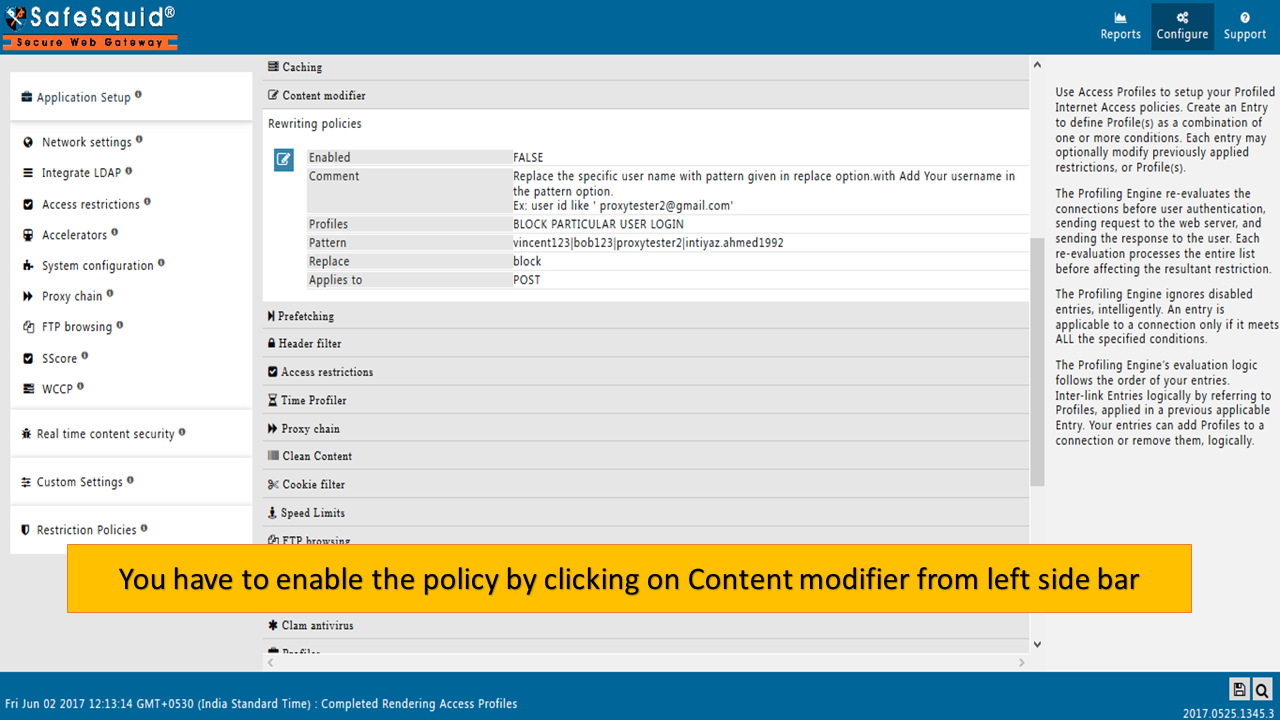 showing search results for &quot;BLOCK PARTICULAR USER LOGIN &quot; in Content modifier section