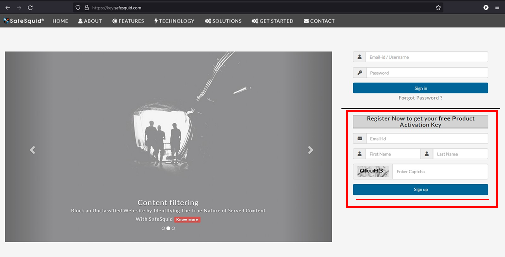 showing how to sign up using your email, Picture