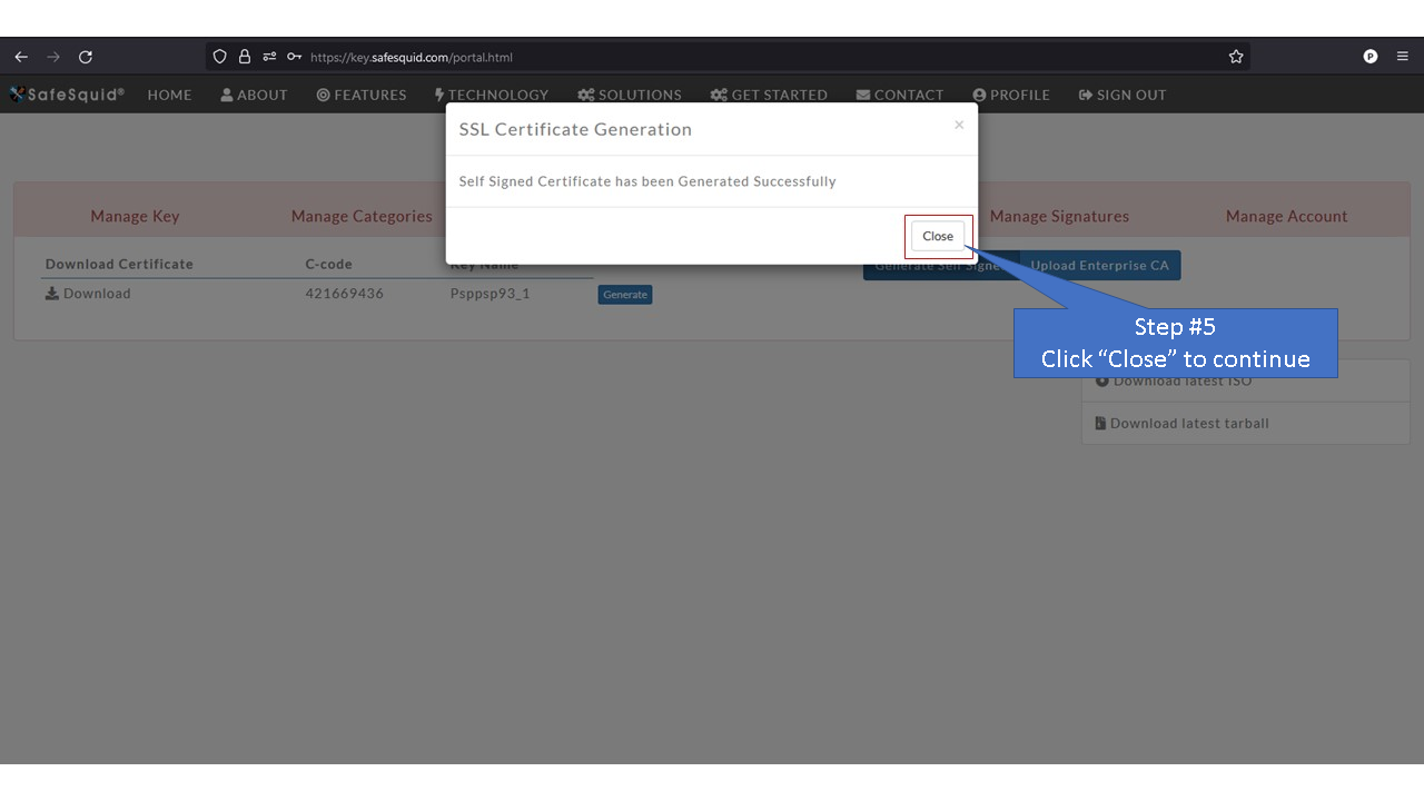 clicking on close to continue, Picture